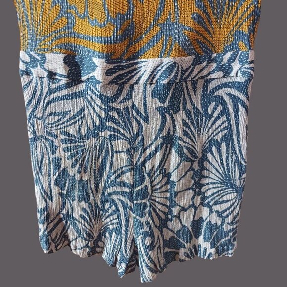 BCBGMAXAZRIA Ivy Floral Print Blocked Tie Front Woven Romper Multicolor Xsmall - Picture 14 of 16